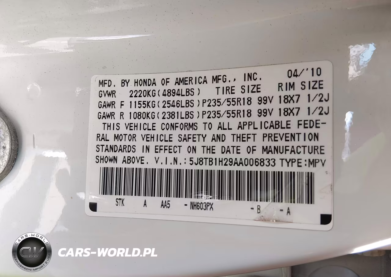 2010 Acura Rdx VIN:5J8TB1H29AA006833 - 9