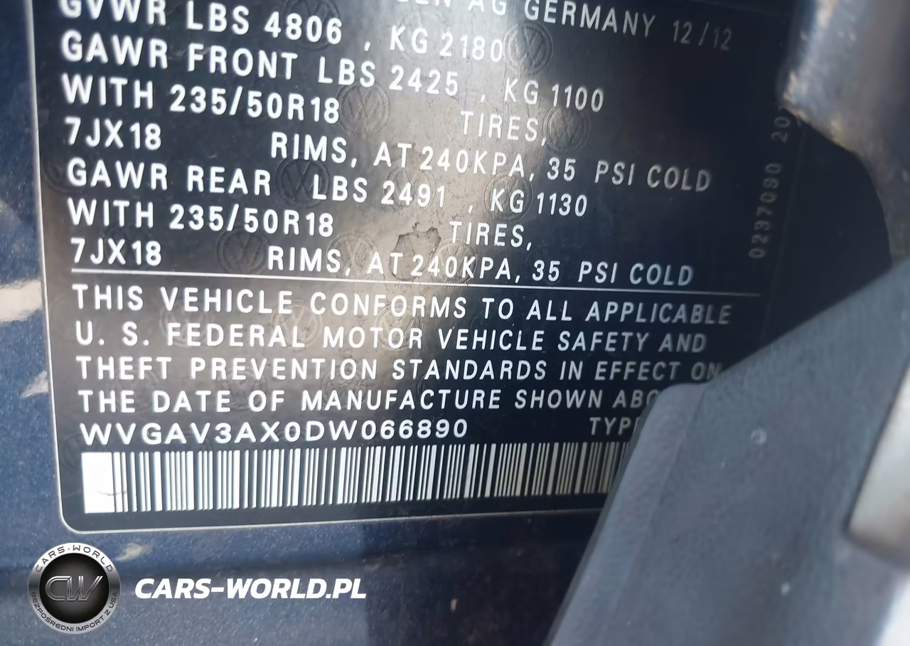 2013 Volkswagen Tiguan Se VIN:WVGAV3AX0DW066890 - 9