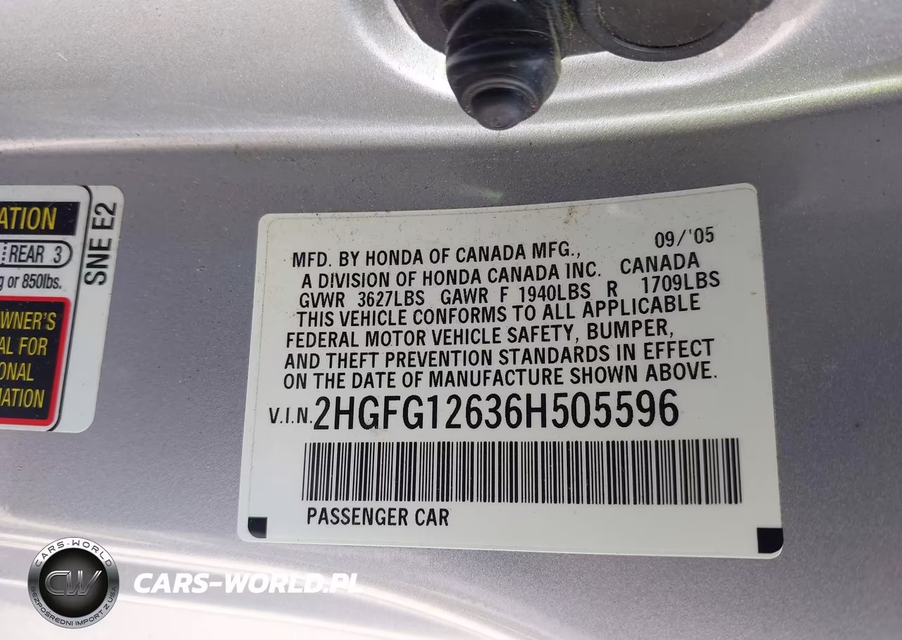 2006 Honda Civic Lx VIN:2HGFG12636H505596 - 9