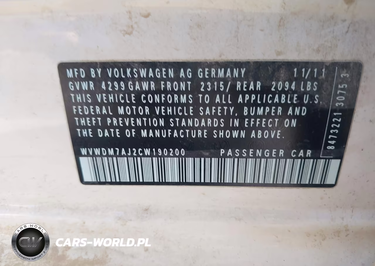2012 Volkswagen Golf Tdi 4-Door VIN:WVWDM7AJ2CW190200 - 9