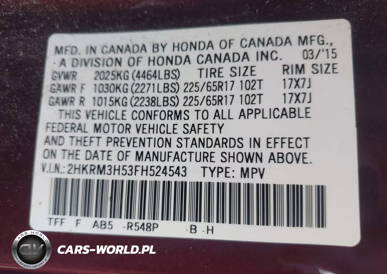 2015 Honda Cr-V Ex VIN:2HKRM3H53FH524543 - 9