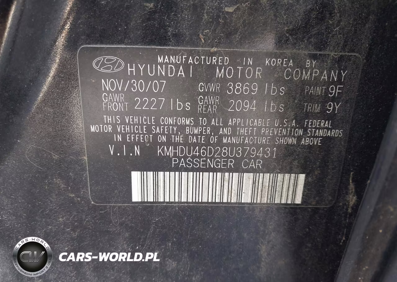 2008 Hyundai Elantra Gls-Se VIN:KMHDU46D28U379431 - 9