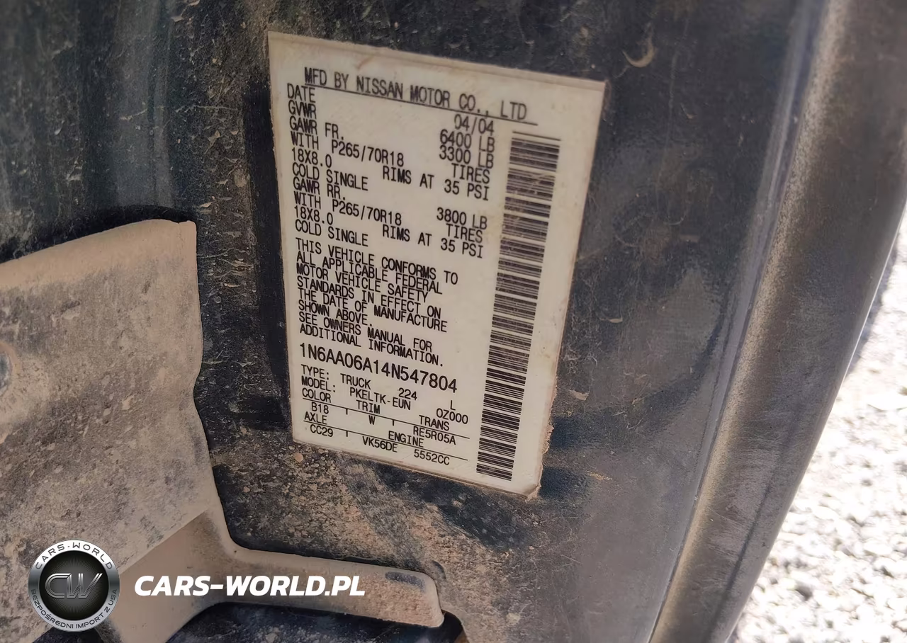 2004 Nissan Titan Se VIN:1N6AA06A14N547804 - 9