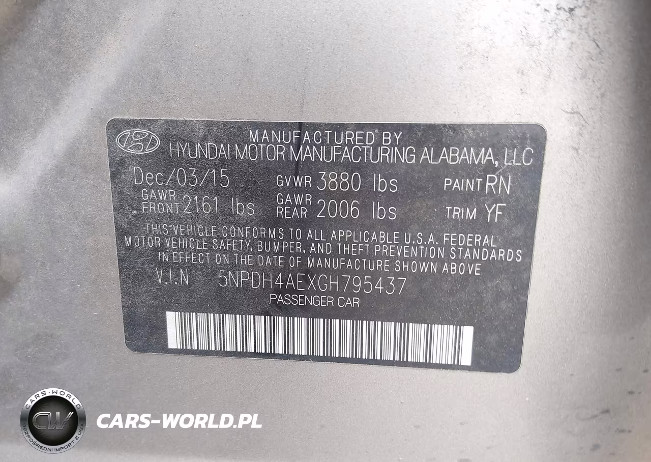 2016 Hyundai Elantra Se VIN:5NPDH4AEXGH795437 - 9