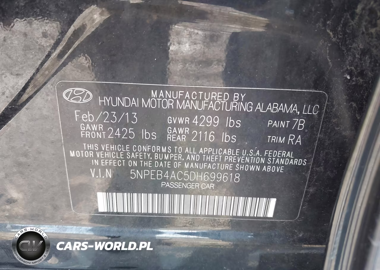 2013 Hyundai Sonata Gls Pzev VIN:5NPEB4AC5DH699618 - 9