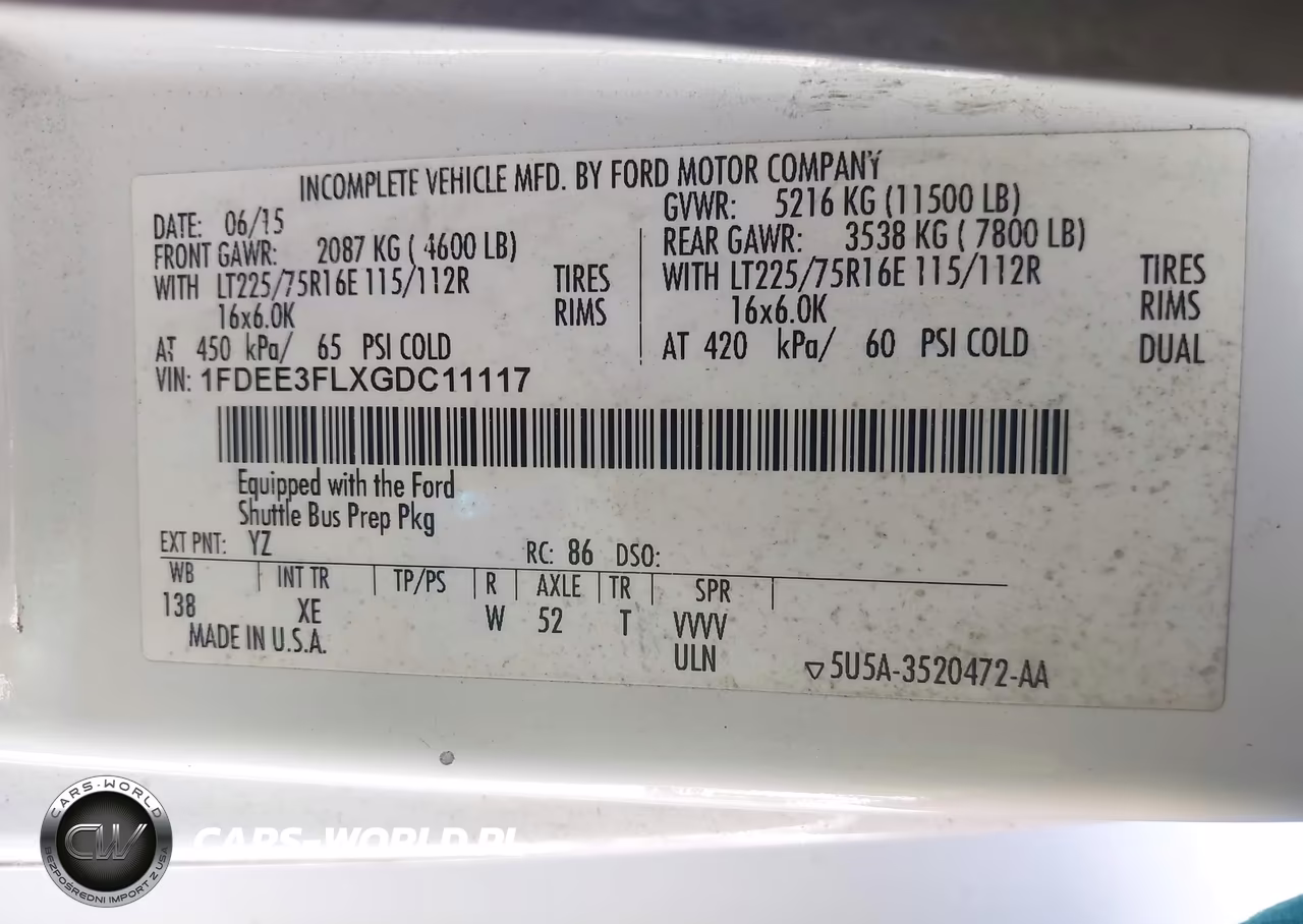 2016 Ford E-350 Cutaway VIN:1FDEE3FLXGDC11117 - 8