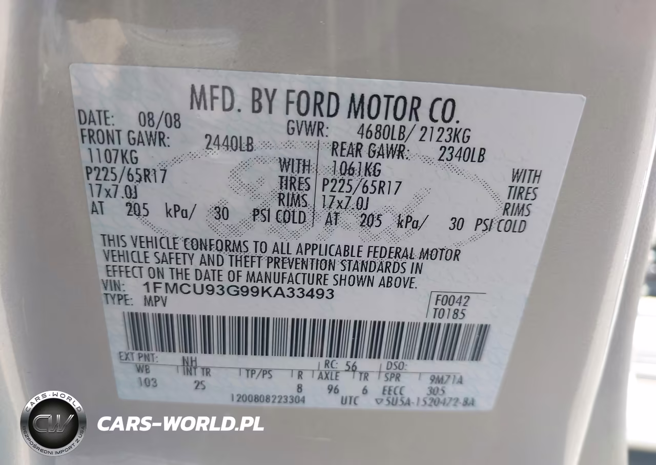 2009 Ford Escape Xlt VIN:1FMCU93G99KA33493 - 9