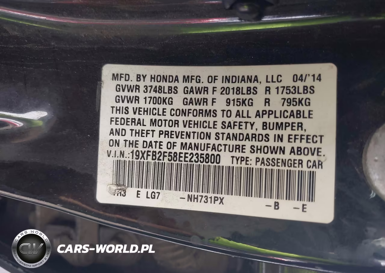 2014 Honda Civic Lx VIN:19XFB2F58EE235800 - 9