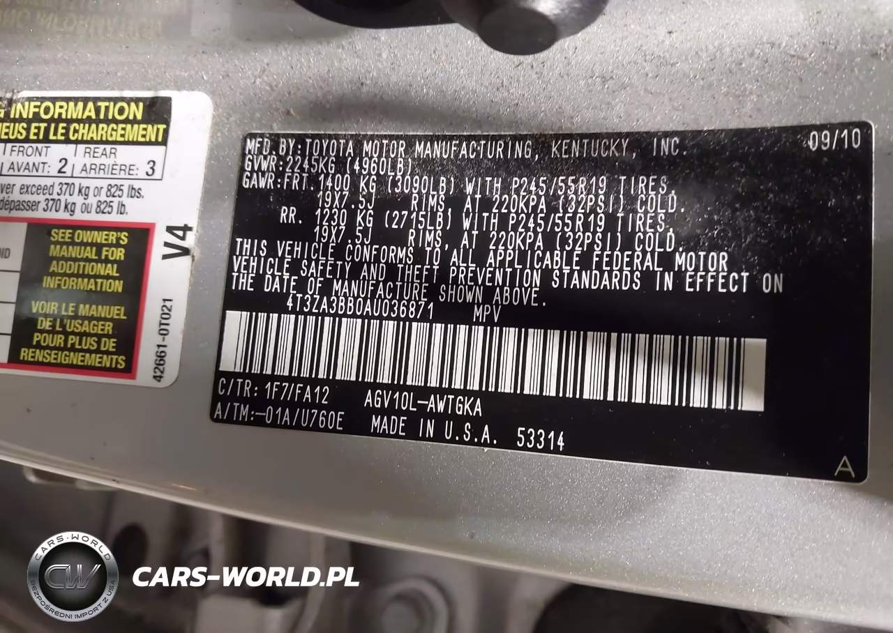 2010 Toyota Venza VIN:4T3ZA3BB0AU036871 - 9