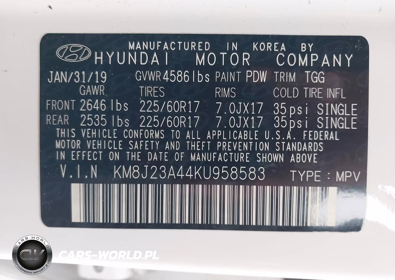 2019 Hyundai Tucson Se VIN:KM8J23A44KU958583 - 9