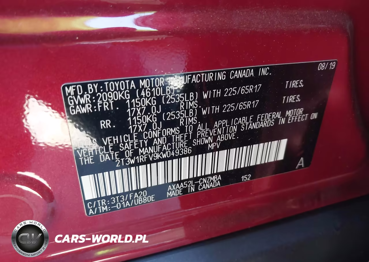 2019 Toyota Rav4 Xle VIN:2T3W1RFV9KW049386 - 9