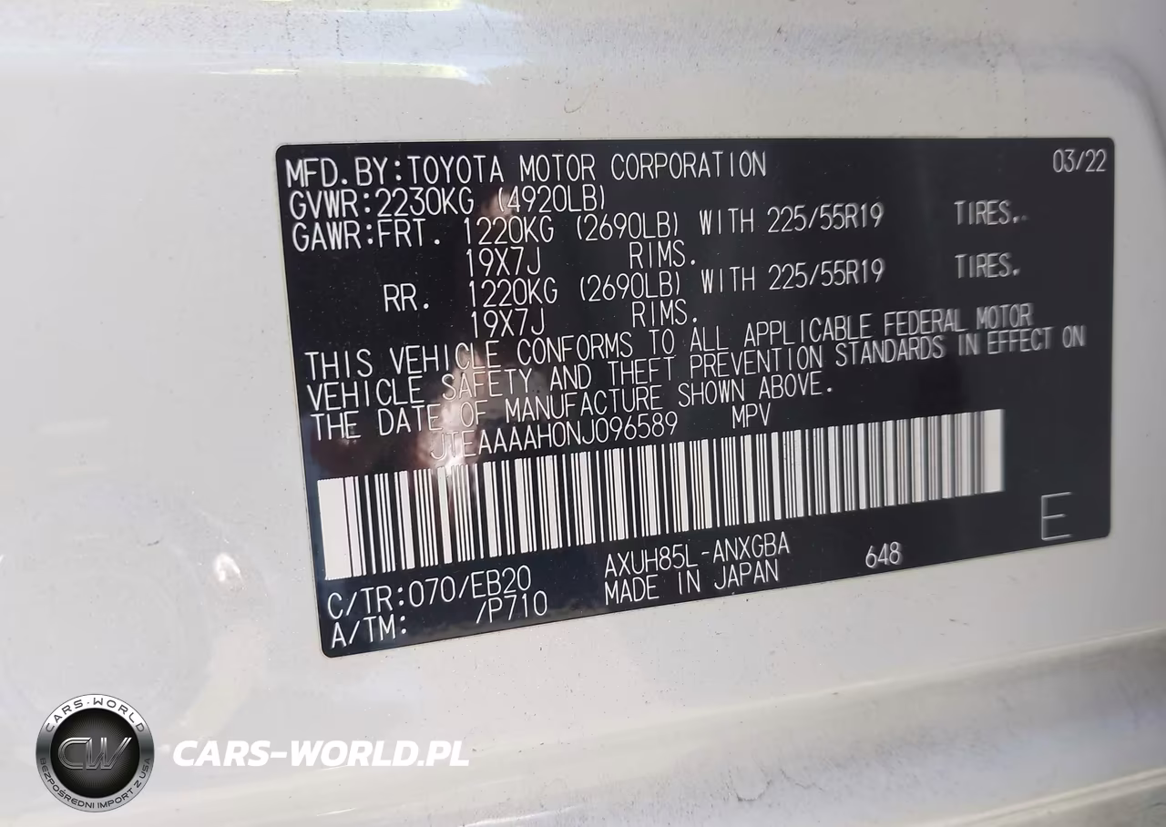2022 Toyota Venza Xle VIN:JTEAAAAH0NJ096589 - 9