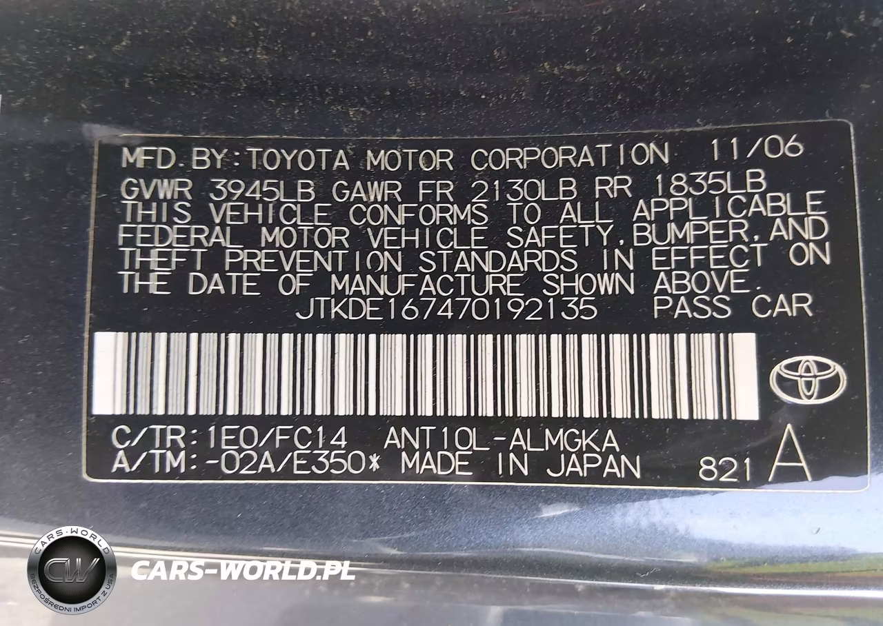 2007 Scion Tc VIN:JTKDE167470192135 - 9