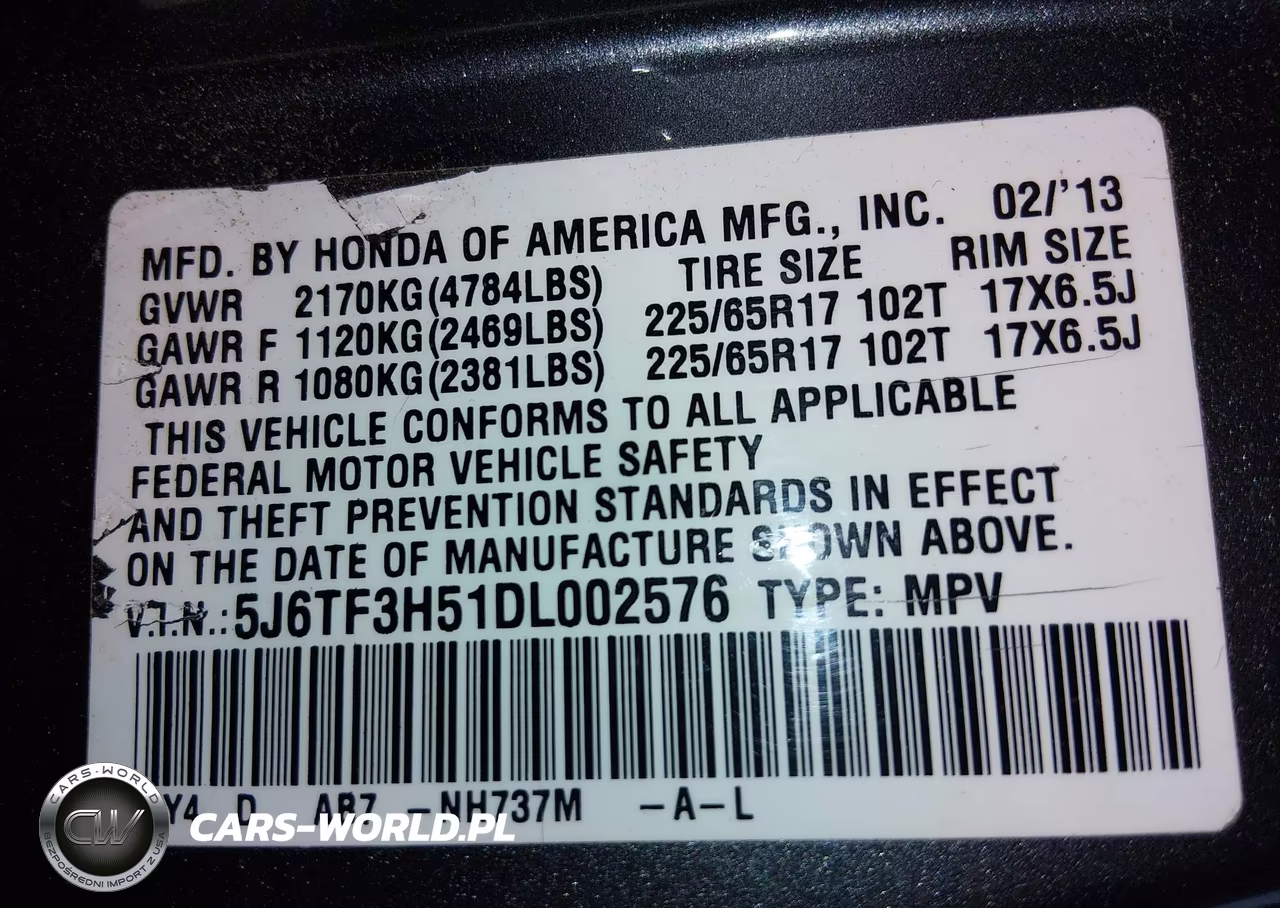 2013 Honda Crosstour Ex-L VIN:5J6TF3H51DL002576 - 9