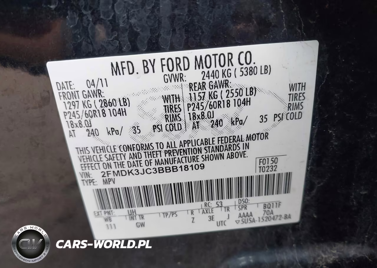 2011 Ford Edge Sel VIN:2FMDK3JC3BBB18109 - 9