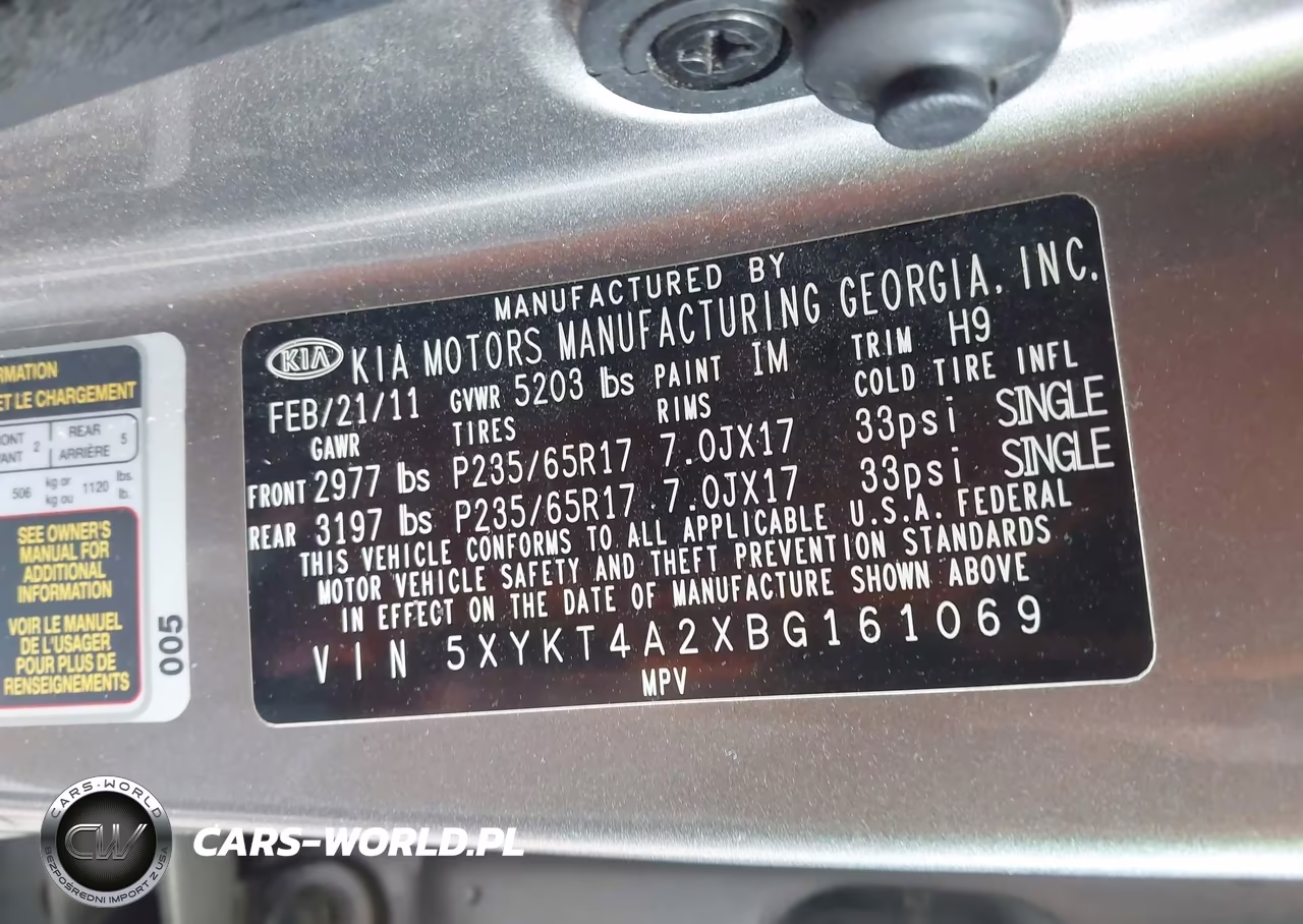2011 Kia Sorento Lx V6 VIN:5XYKT4A2XBG161069 - 9