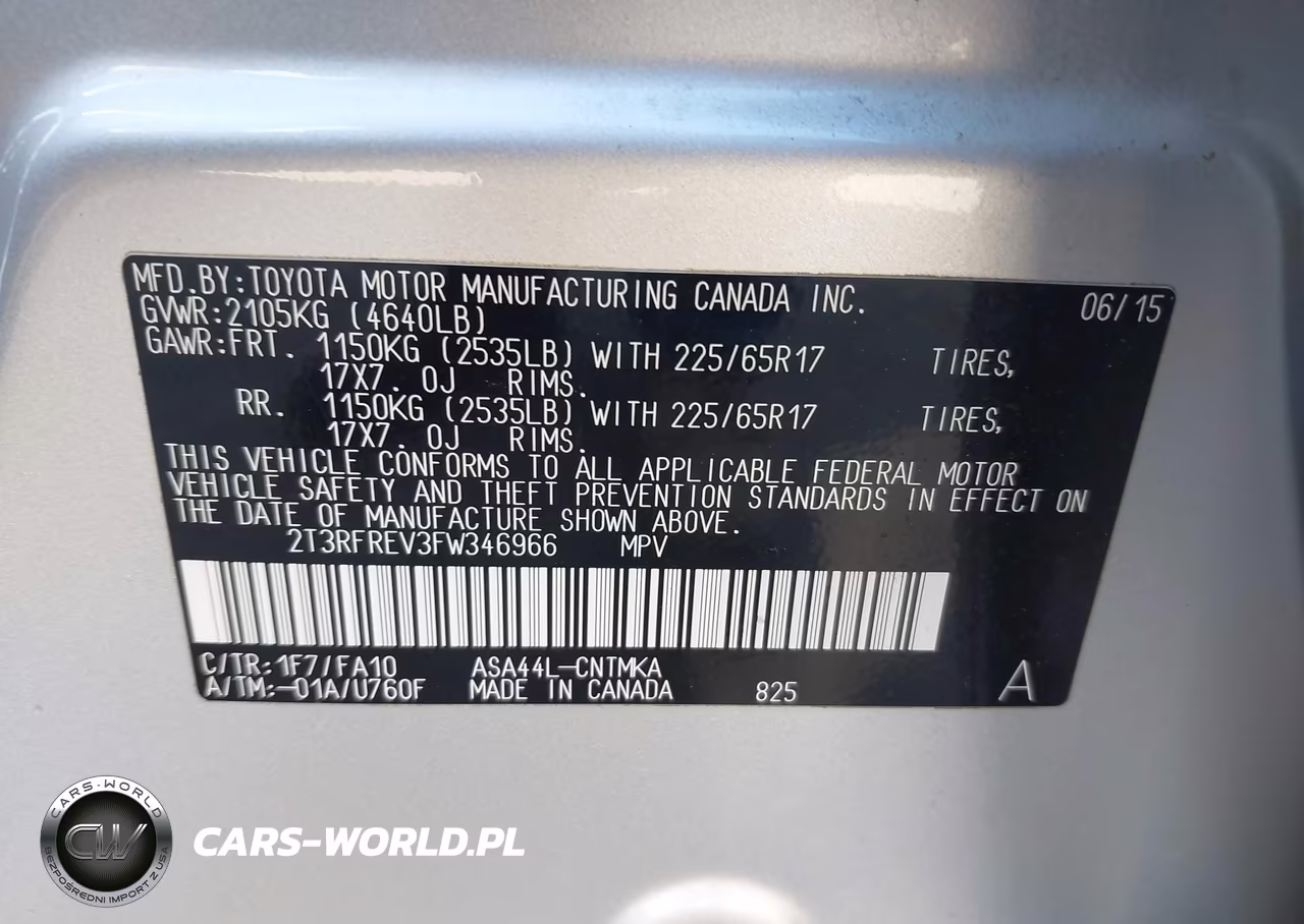 2015 Toyota Rav4 Xle VIN:2T3RFREV3FW346966 - 9