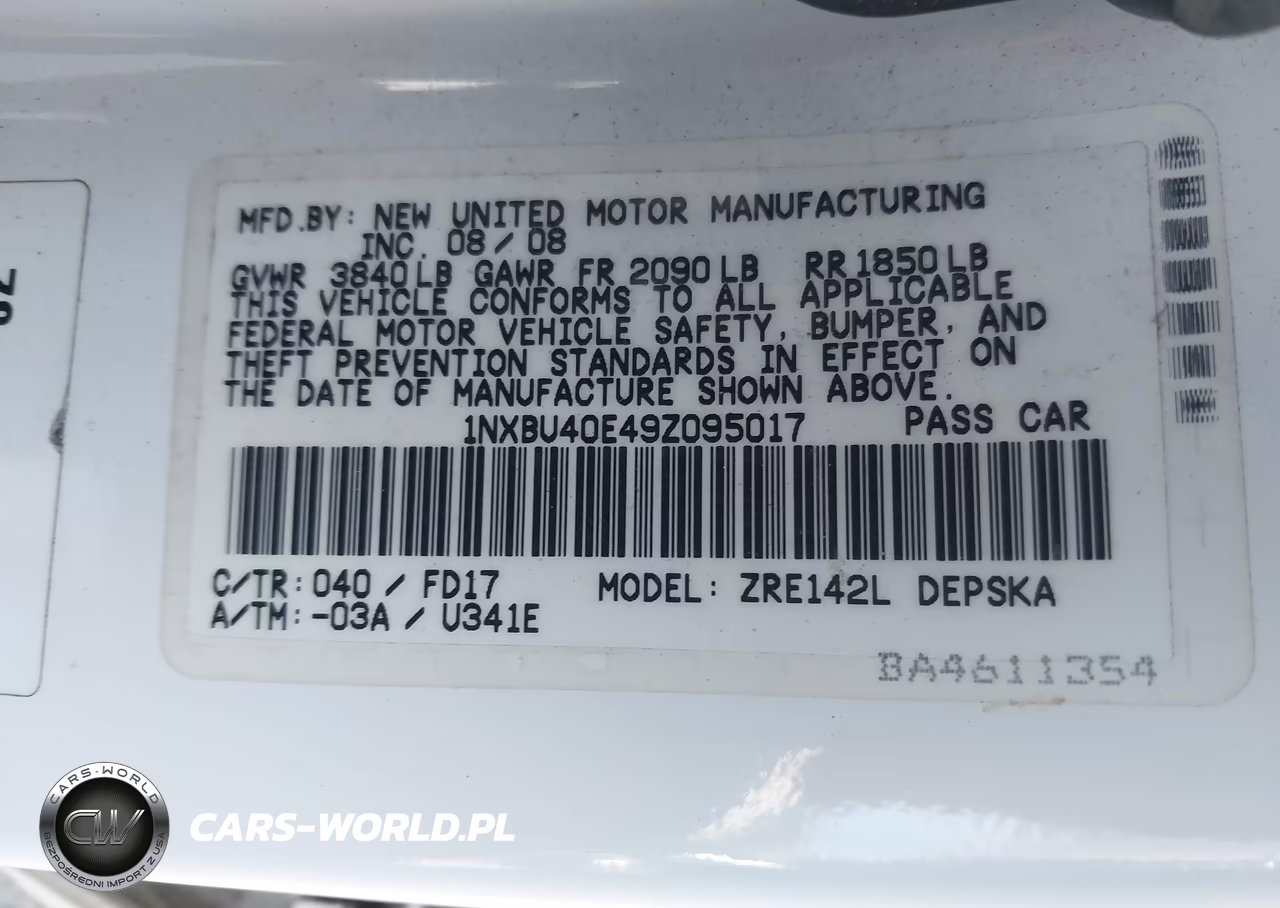 2009 Toyota Corolla S VIN:1NXBU40E49Z095017 - 9