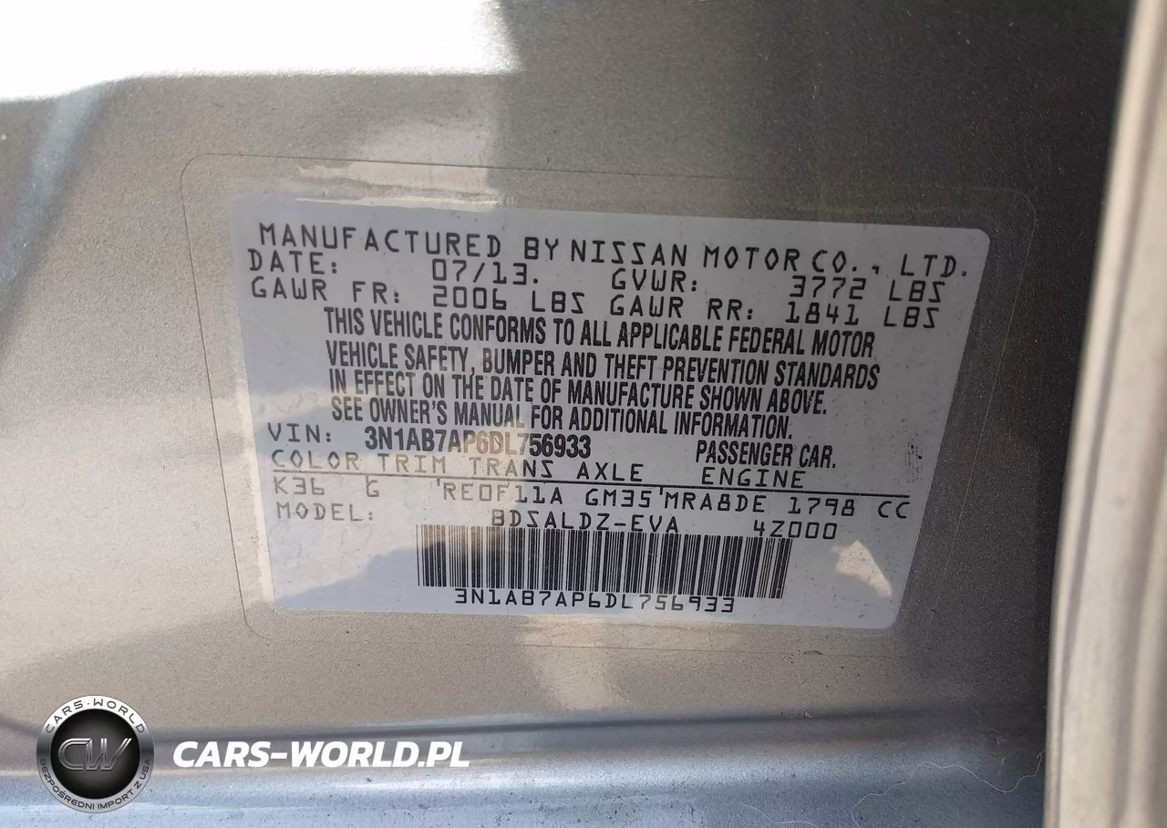 2013 Nissan Sentra Sv VIN:3N1AB7AP6DL756933 - 9