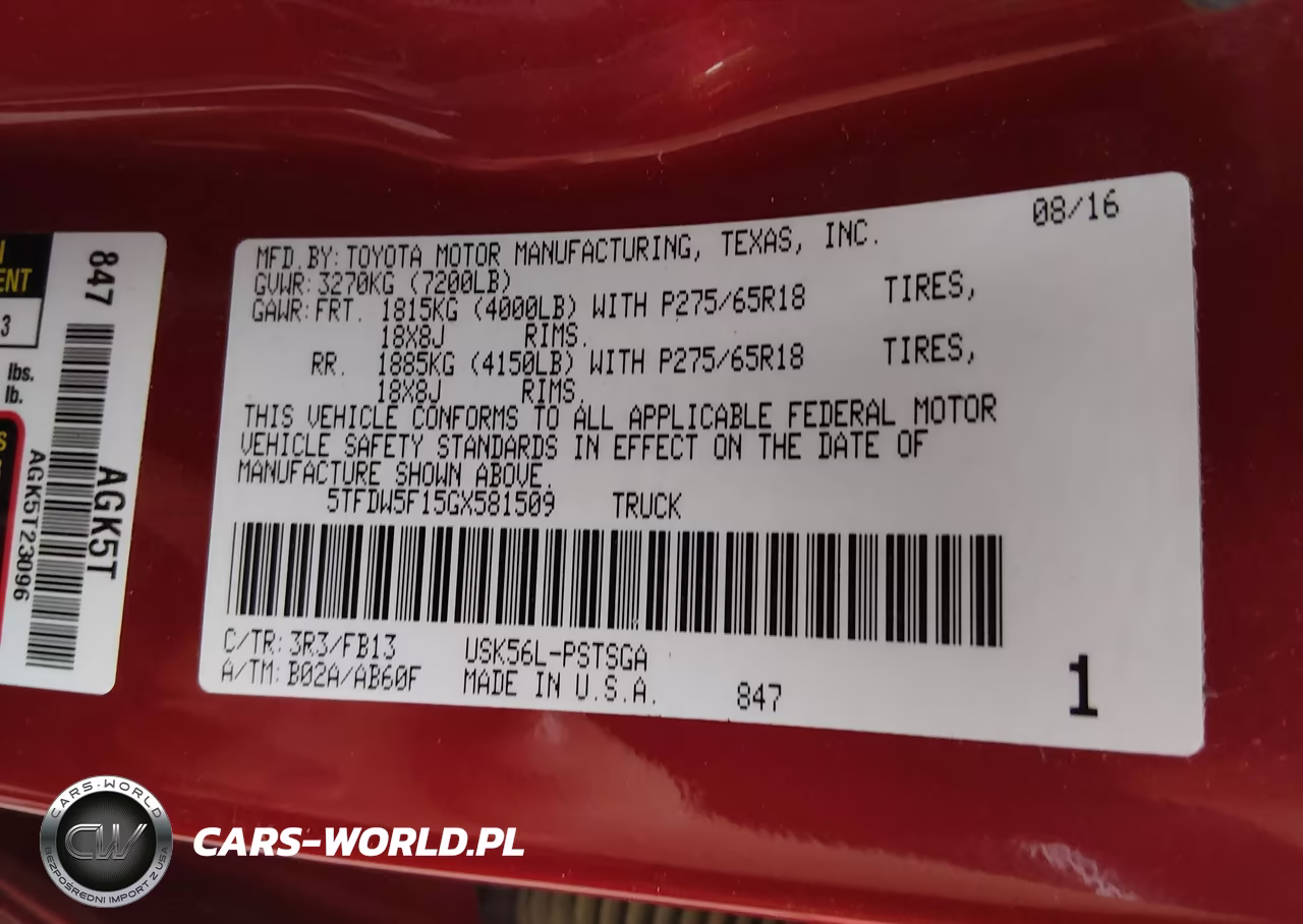 2016 Toyota Tundra Sr5 5.7L V8 VIN:5TFDW5F15GX581509 - 9
