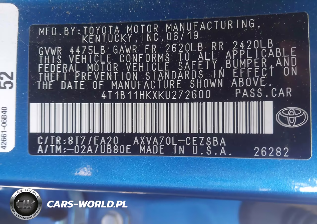 2019 Toyota Camry Se VIN:4T1B11HKXKU272600 - 9