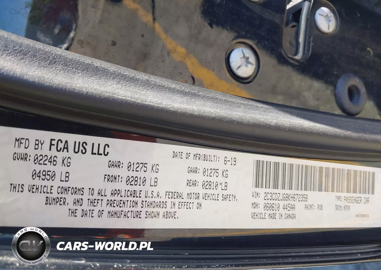 2019 Dodge Challenger Gt VIN:2C3CDZJG8KH672358 - 9