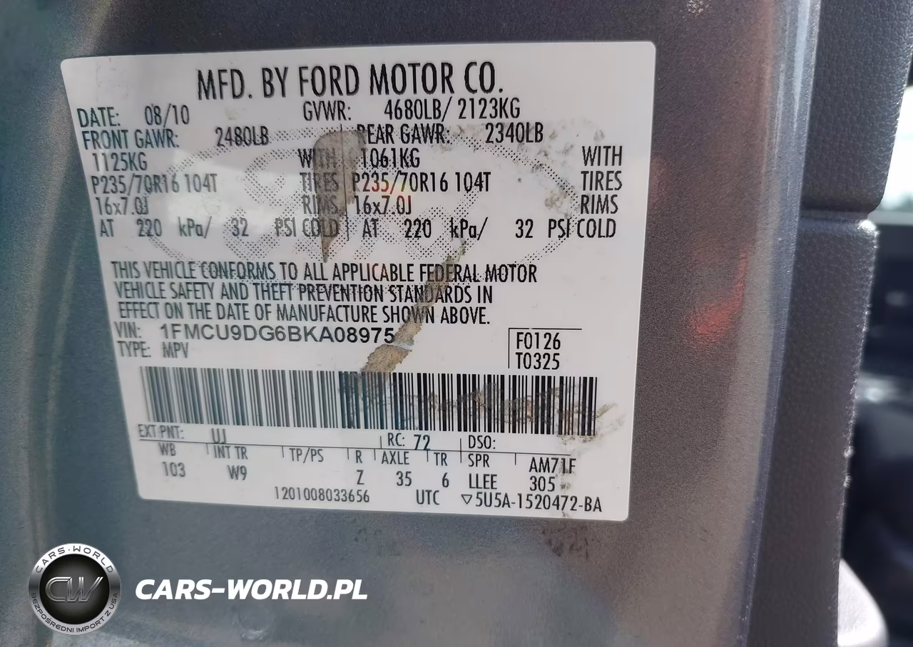 2011 Ford Escape Xlt VIN:1FMCU9DG6BKA08975 - 9