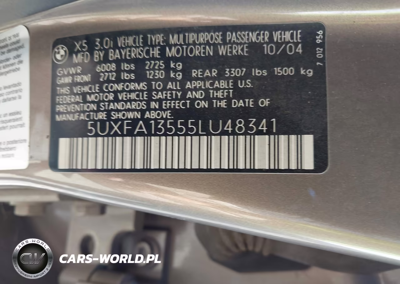 2005 BMW X5 3.0I VIN:5UXFA13555LU48341 - 9