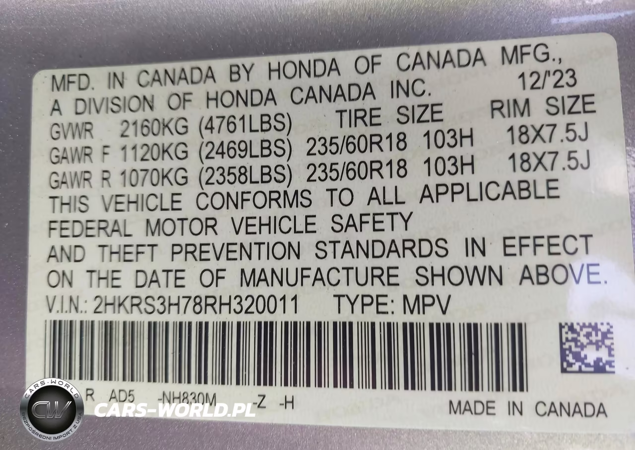 2024 Honda Cr-V Ex-L 2Wd VIN:2HKRS3H78RH320011 - 9