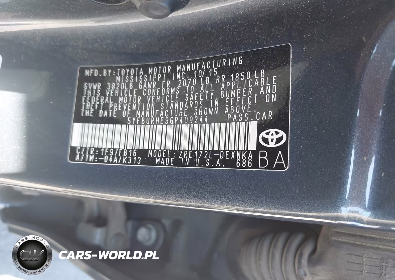 2016 Toyota Corolla Le VIN:5YFBURHE9GP409244 - 9