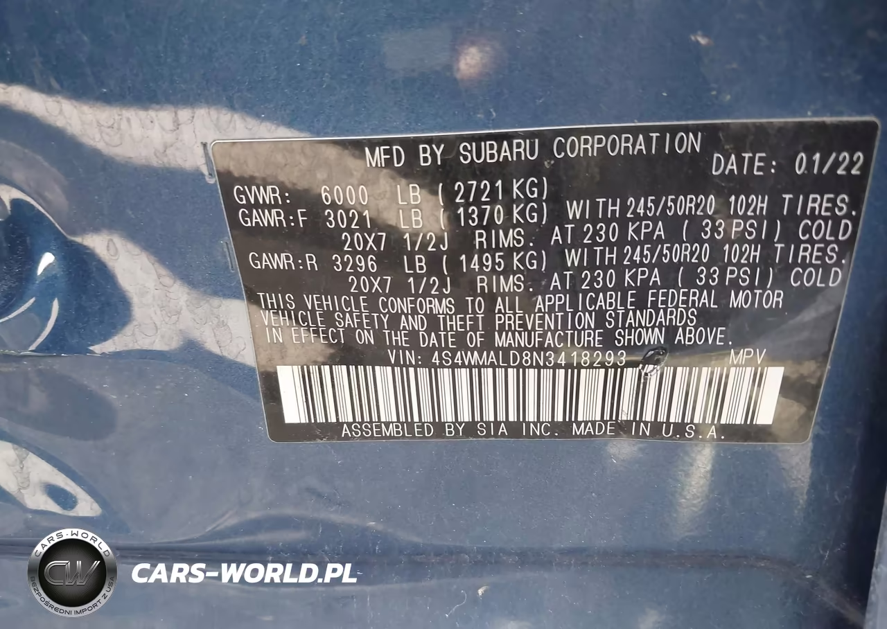 2022 Subaru Ascent Limited VIN:4S4WMALD8N3418293 - 9