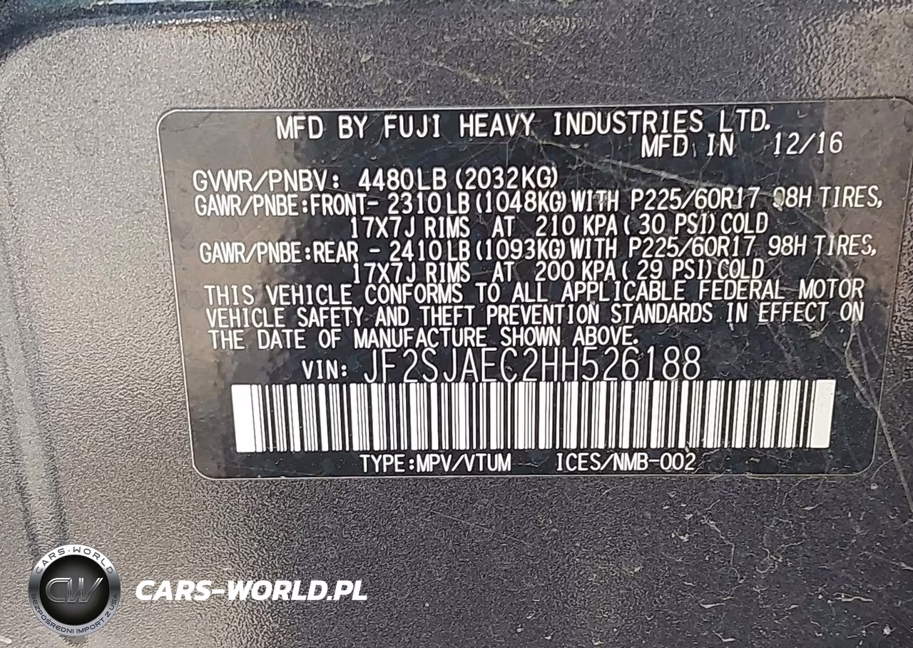 2017 Subaru Forester 2.5I Premium VIN:JF2SJAEC2HH526188 - 9
