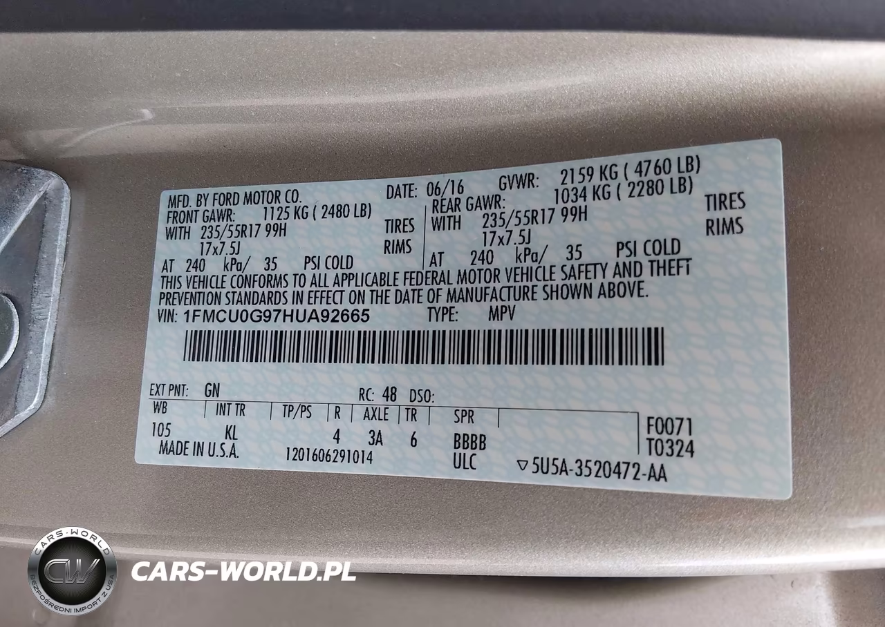 2017 Ford Escape Se VIN:1FMCU0G97HUA92665 - 9