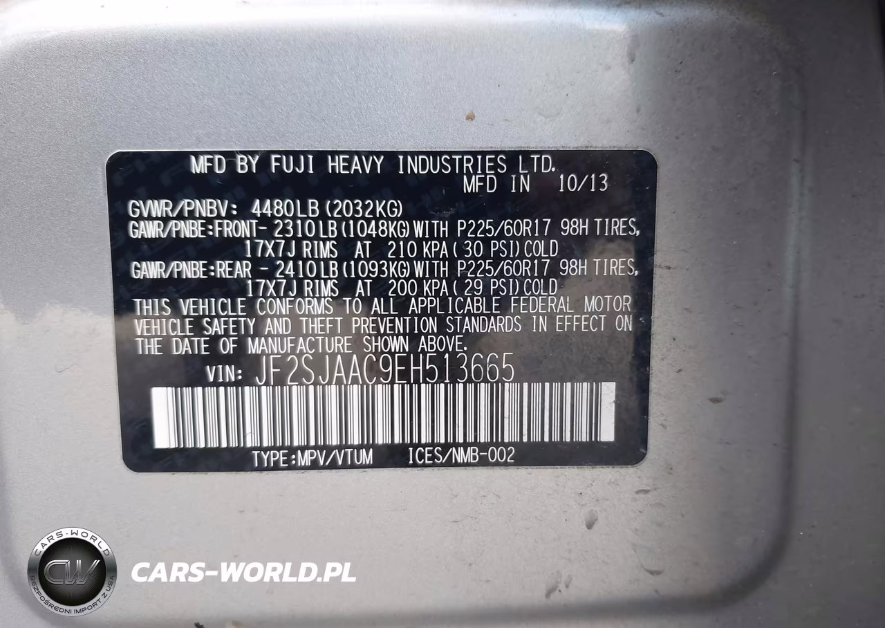 2014 Subaru Forester 2.5I VIN:JF2SJAAC9EH513665 - 9