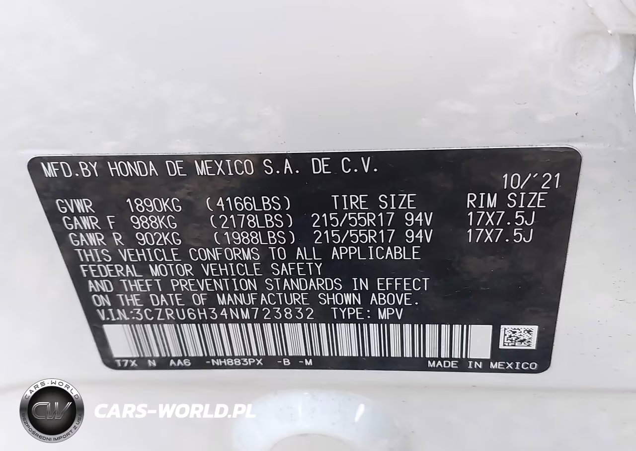 2022 Honda Hr-V Awd Lx VIN:3CZRU6H34NM723832 - 9