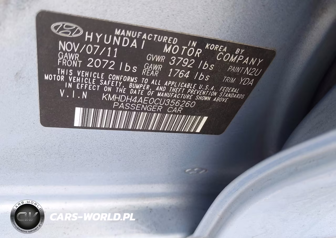 2012 Hyundai Elantra Limited (Ulsan Plant) VIN:KMHDH4AE0CU356260 - 9