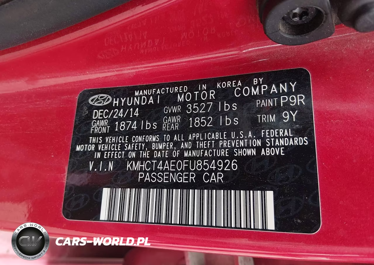 2015 Hyundai Accent Gls VIN:KMHCT4AE0FU854926 - 9