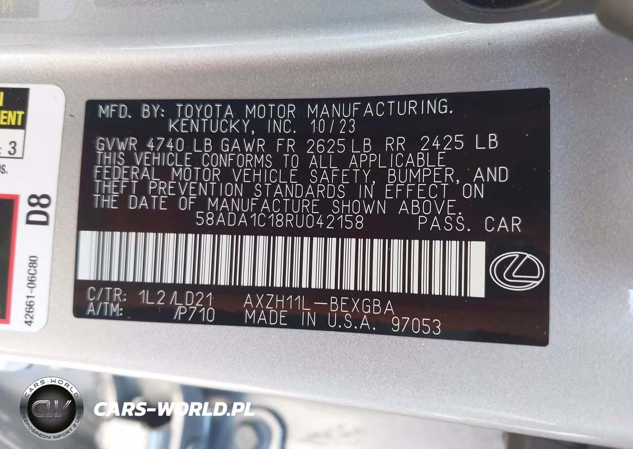 2024 Lexus Es 300H VIN:58ADA1C18RU042158 - 9