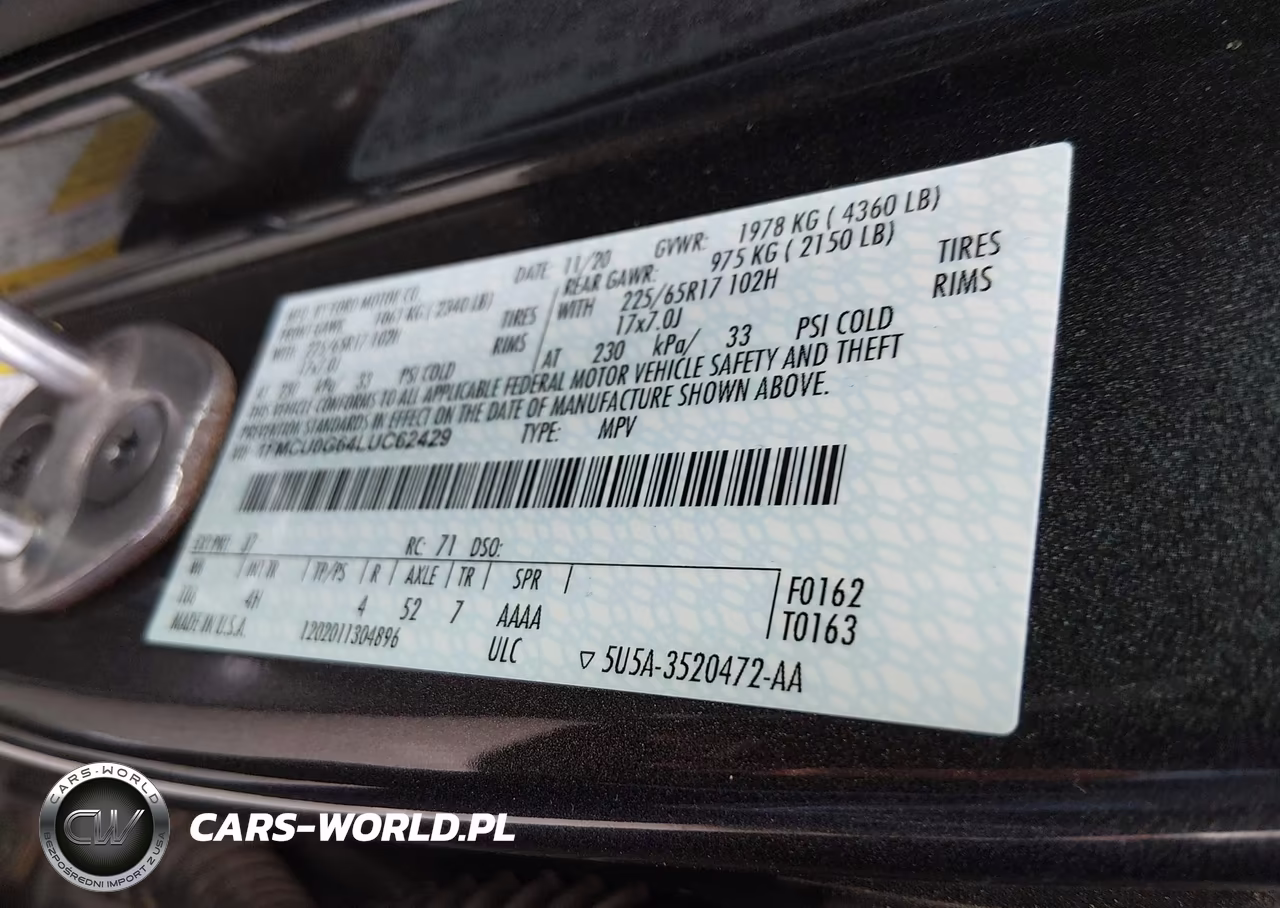 2020 Ford Escape Se VIN:1FMCU0G64LUC62429 - 9