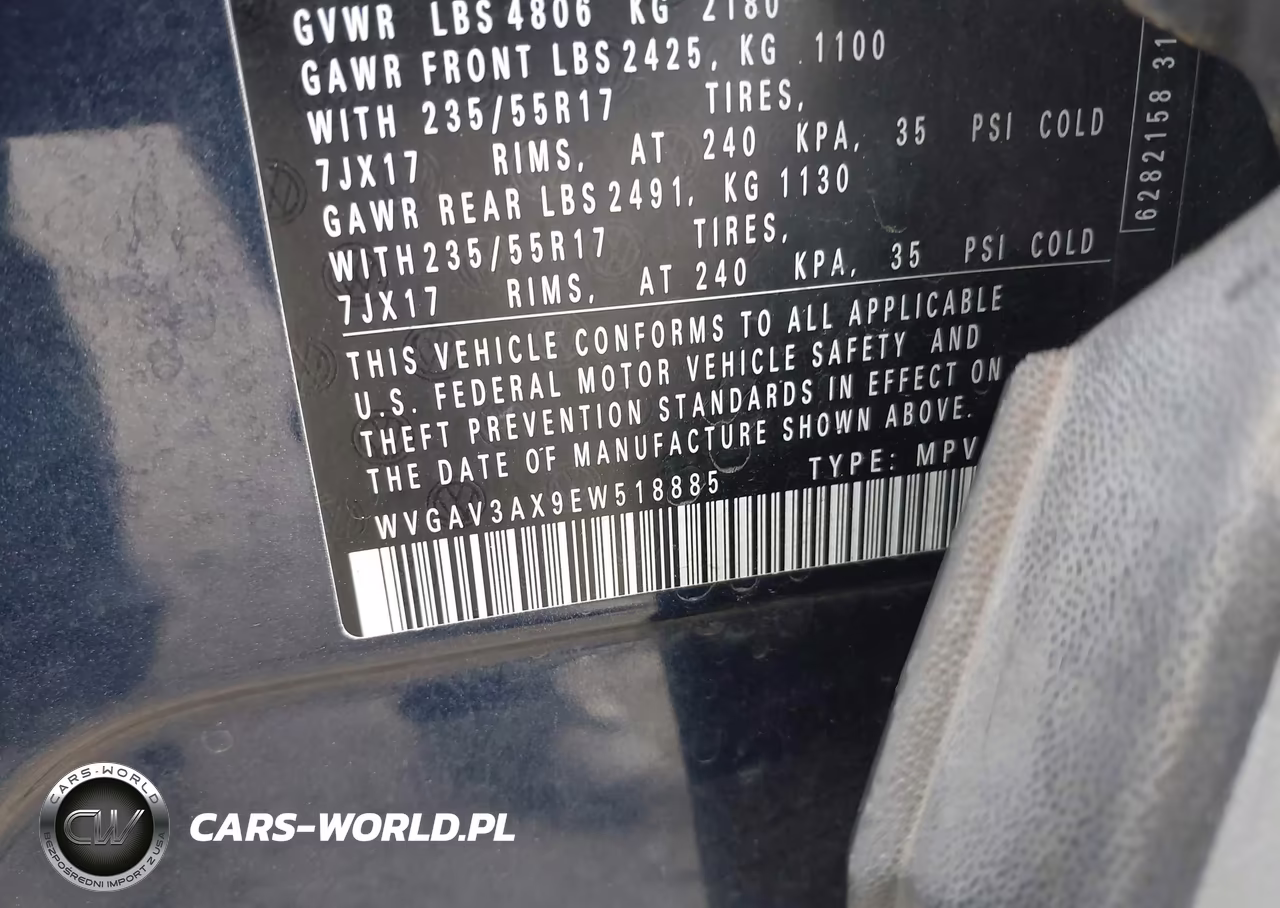 2014 Volkswagen Tiguan Se VIN:WVGAV3AX9EW518885 - 9