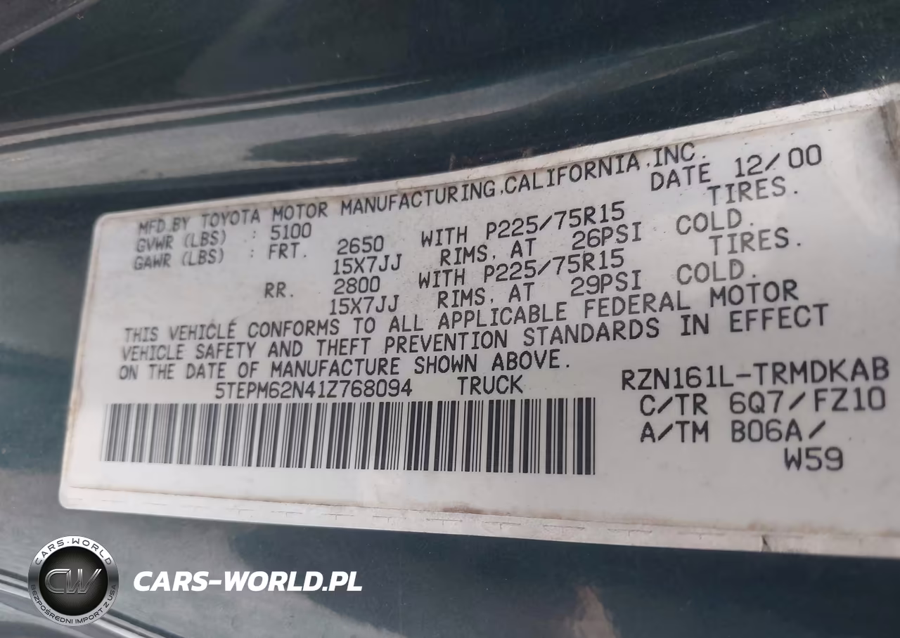 2001 Toyota Tacoma VIN:5TEPM62N41Z768094 - 9
