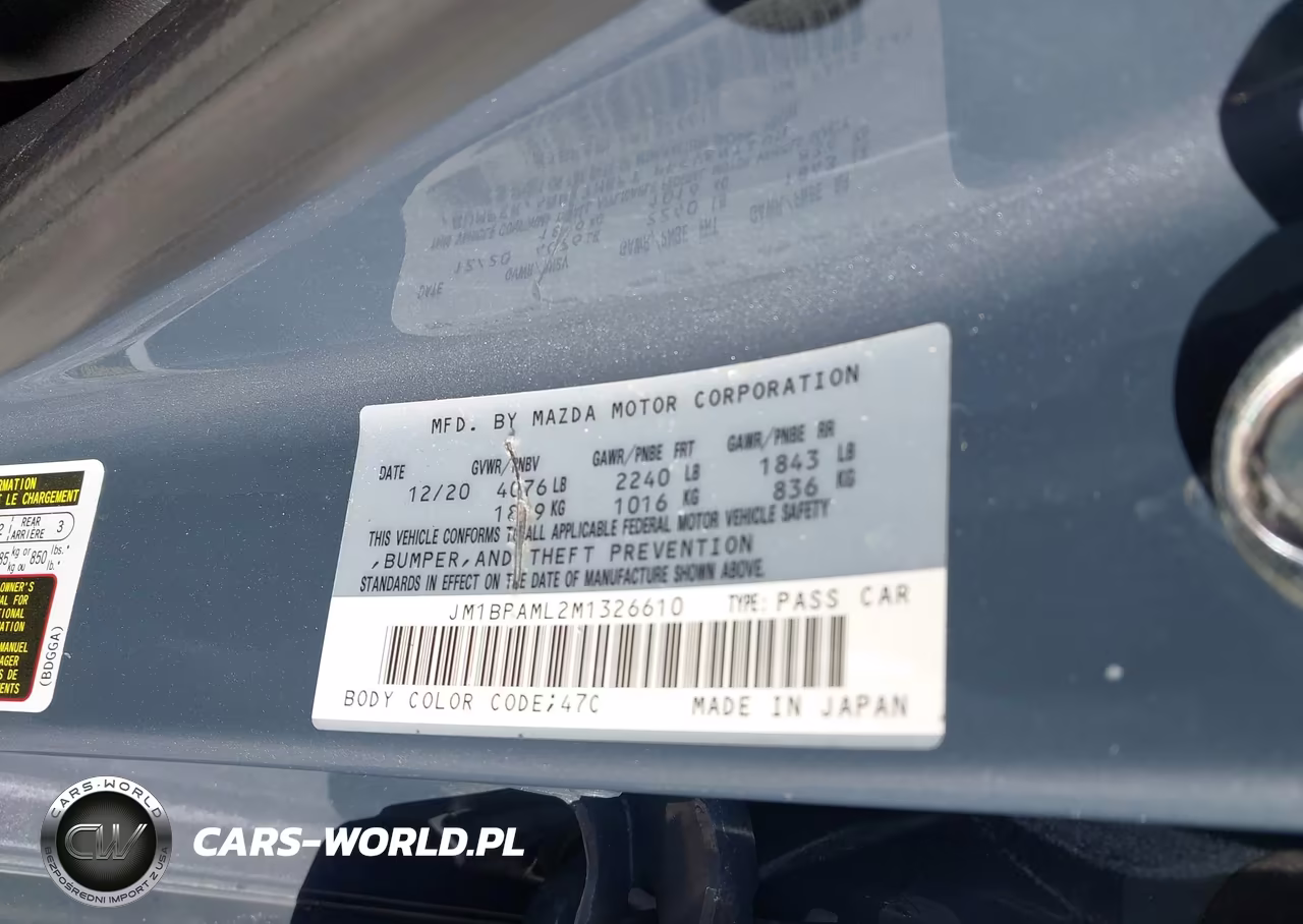 2021 Mazda Paquete De Escotilla Mazda3 Premium VIN:JM1BPAML2M1326610 - 9