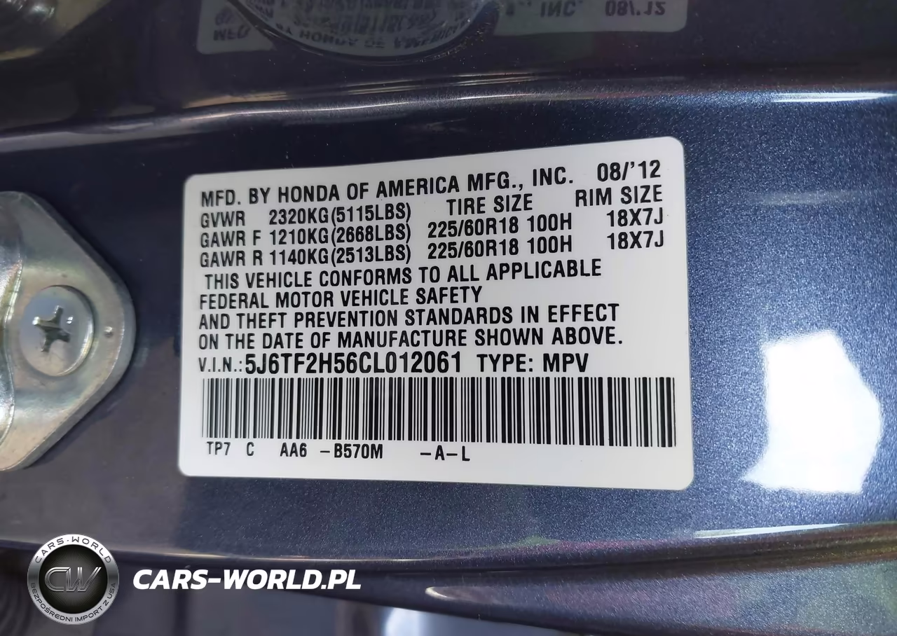 2012 Honda Crosstour Ex-L VIN:5J6TF2H56CL012061 - 9