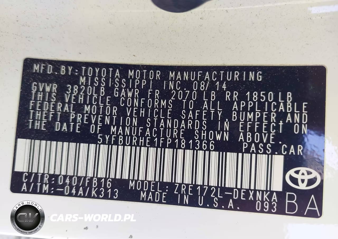 2015 Toyota Corolla Le Plus VIN:5YFBURHE1FP181366 - 9