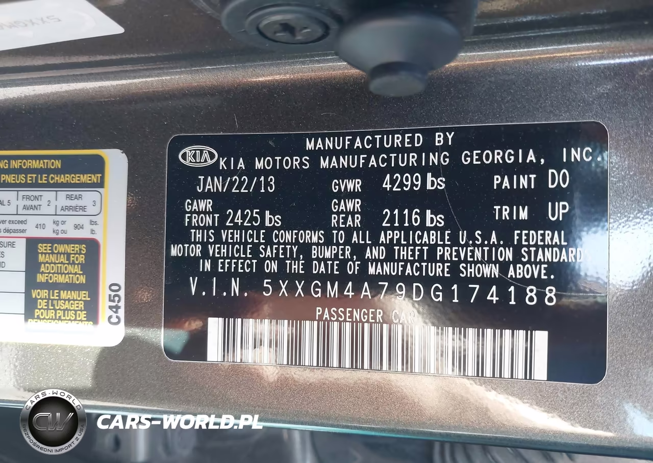 2013 Kia Optima Lx VIN:5XXGM4A79DG174188 - 9