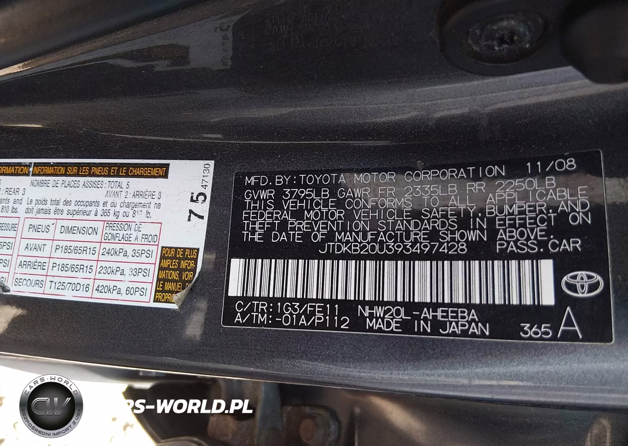 2009 Toyota Prius VIN:JTDKB20U393497428 - 9