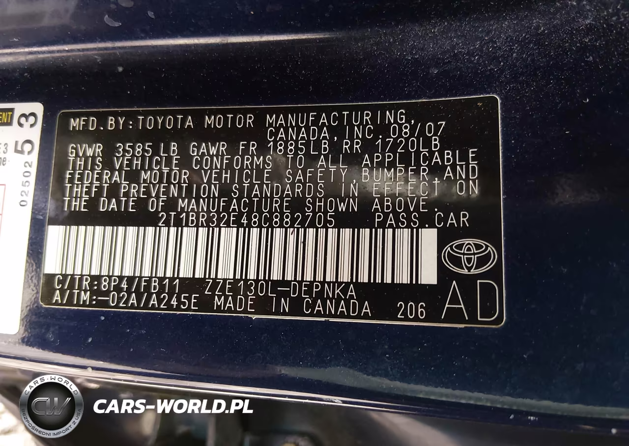 2008 Toyota Corolla Le VIN:2T1BR32E48C882705 - 9