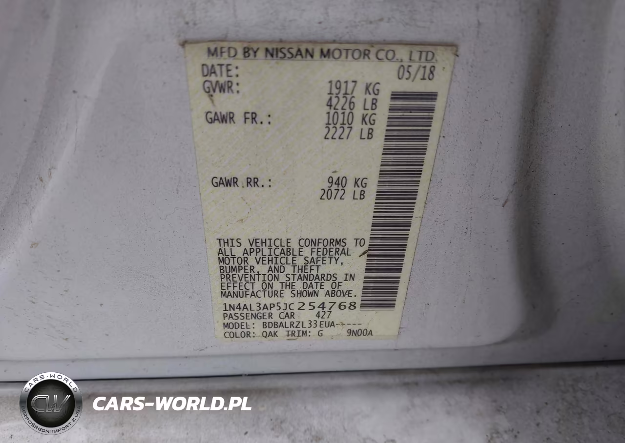 2018 Nissan Altima 2.5 Sl VIN:1N4AL3AP5JC254768 - 9