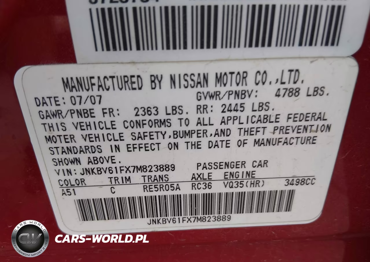 2007 Infiniti G35 G35X VIN:JNKBV61FX7M823889 - 9