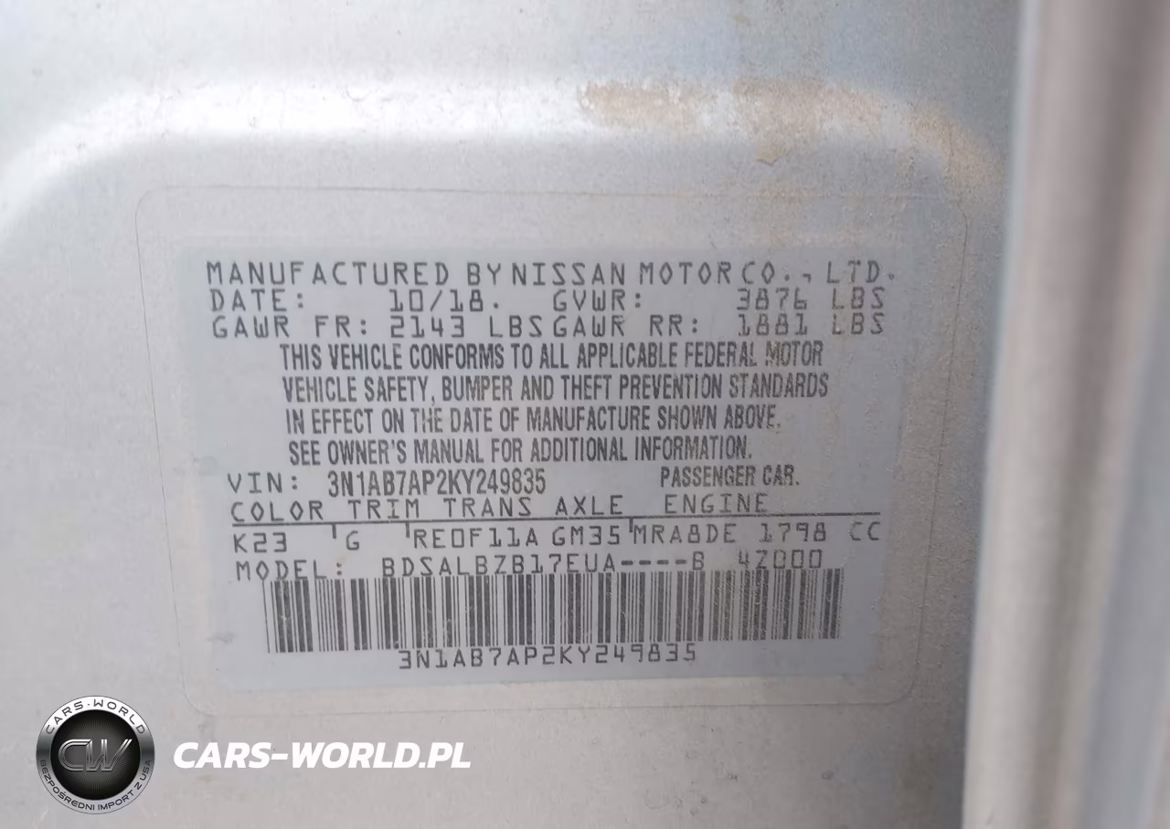 2019 Nissan Sentra S VIN:3N1AB7AP2KY249835 - 9